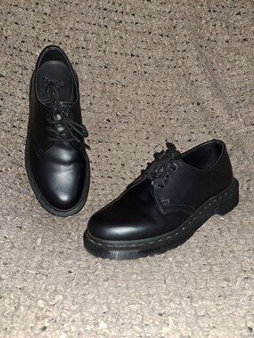 DR. MARTENS-DOC MARTENS 1461 Mono Smooth Black Leather Oxford-Sz 37/6-Near Mint